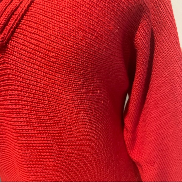 BARBARA WELLS STUDIO RED V NECK WOOL KNIT FITTED DRESS. S/small - Picture 9 of 9